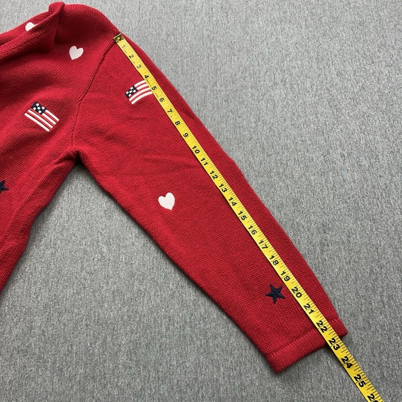 Quacker Factory Cardigan Sweater Womens Medium USA American Flag 4th of July Red - Picture 8 of 10